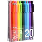 Kaco PURE Colored Gel Pens 0.5mm 20 Pieces Set Comfort Grip Quick Drying | Colorful Pens Multi-color Ink Fine Point for Painting Journaling Note Taking