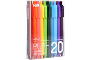 Kaco PURE Colored Gel Pens 0.5mm 20 Pieces Set Colorful Multi-color Ink Fine Point Comfort Grip Quick Drying Pens for Journaling Note Taking