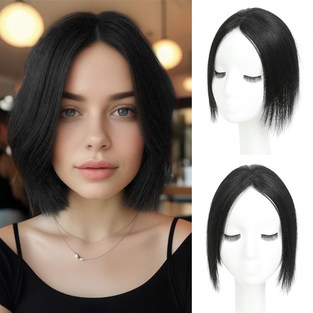 Photo 1 of Hair Toppers for Women with Thinning Hair Extensions 360° 3D Toppers Hair Pieces for Women Clip Ins Fake Bangs Hair Pieces Perfect Solution for Stylish Upgrade (Black, T)