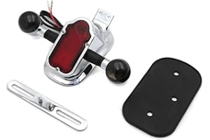 HTTMT- Motorcycle Chrome Smoke Metal Tombstone Brake Tail W/Light Signal Compatiable With Big Twin Motorcycle Bike [P/N: XH3118B-A-01-CD+SK]