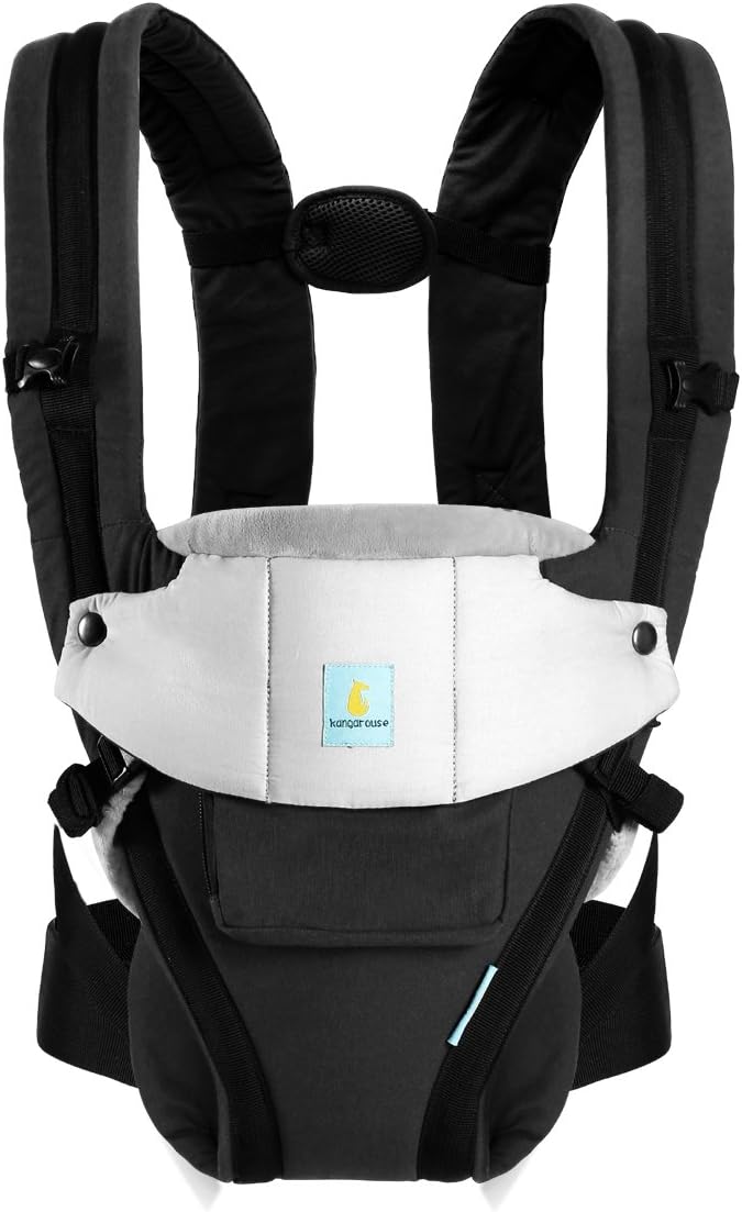 Baby Carrier Ergonomic Soft Carrier Lumbar Support for New Mummy - Black Cotton- Kangarouse