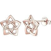 ChicSilver Celtic Earrings for Women Hypoallergenic Sterling Silver Stud Earrings, Heart/Triangle/Cross/Butterfly Knot Earrings for Women Irish Jewelry with Gift Box