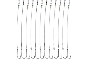 LAXYGO 20pcs Wire Leader Hook Rigs Baitholder Fishing Hook Nylon Coated Fishing Wire Leader with Swivel