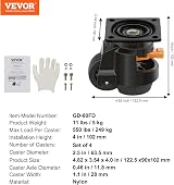 VEVOR Leveling Casters 4pk 2200lbs 2.5in Heavy Duty Swivel Workbench Machine view 7