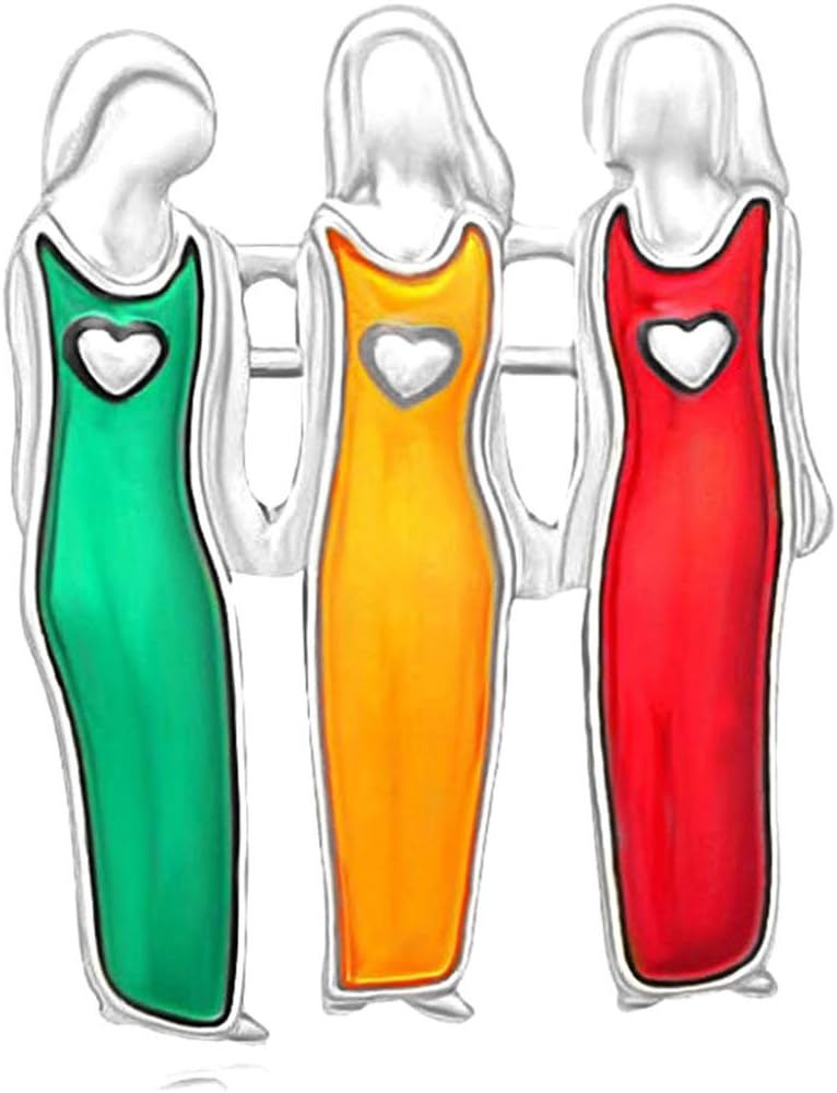 LLAin Cartoon 4 Sisters Friends Shape Brooch Color Painting Oil Family Pins
