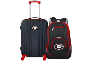 Denco University of Georgia Bulldogs 2-Piece Luggage Set, Includes 21-inch Two-Tone Hardcase Spinner and 19" Laptop Backpack