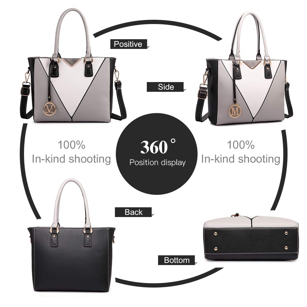 Miss Lulu Handbags for Women Look V-Shape Shoulder Handbag Lightweight Medium Tote Bag PU Leather