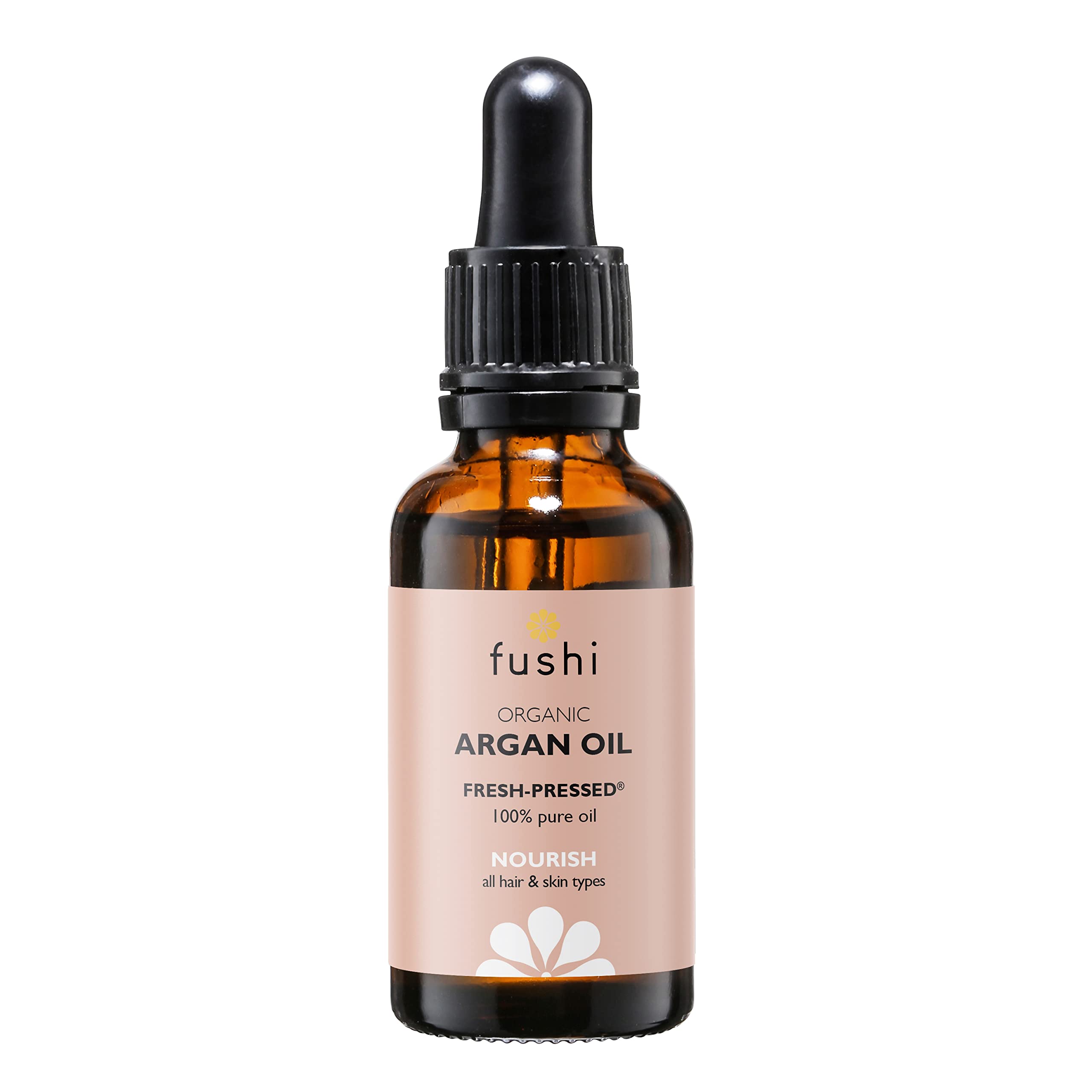 Fushi Organic Virgin Moroccan Argan Oil 30ml Unrefined Pure Natural Cold Pressed High Vitamin E For Frizzy Dry Damaged Hari & For Body and Face