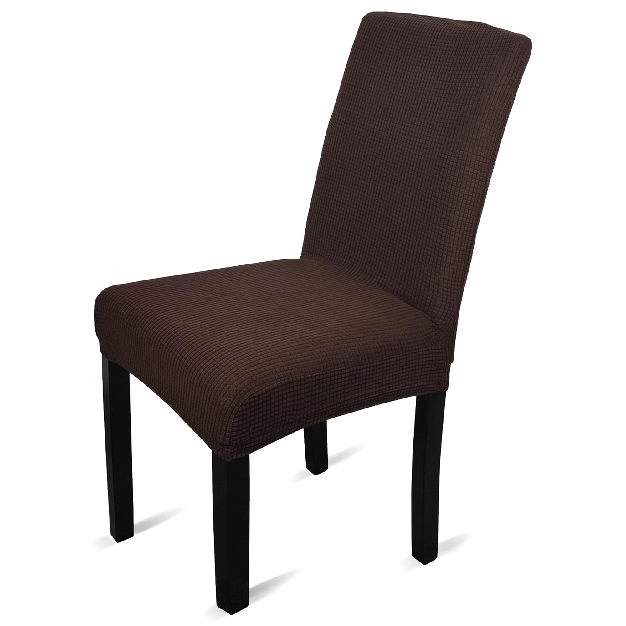 WedDecor Velvet Dinning Chair Cover Stretch Modern Seat Cover Elastic Removable Washable Spandex Chair Protectors Slipcover for Kitchen, Wedding, Banquet, Living Room, Home Decor, Chocolate, Pack of 4