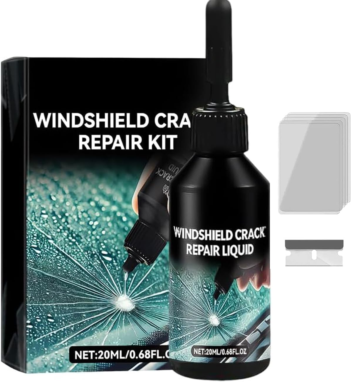 2026 Windshield Crack Repair Kit,Car Windshield Crack Repair Kit, Glass Repair Liquid for Cracks, Rock Chip Repair Kit Windshield, Windshield Chip Repair Kit. (1)