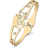 HUAGEO Stainless Steel 18K Gold Silver Plated Sweet Fishbone Cat Bangle Hollow Out Cuff Bracelets Cute Jewelry For Women Charms Gifts