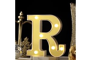EFAVORMART.COM Efavormart 6" 3D Gold Marquee Letters 5 LED Light Up Letters Warm White LED Letter Lights - R