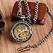 Carrie Hughes Pocket Watch Steampunk Skeleton Hand-Wind Roman Numerals Antique Chain Mens Womens CH397