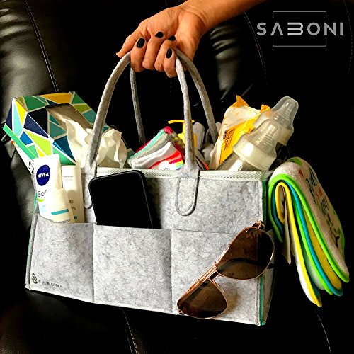 Baby Diaper Caddy Organizer- Nursery Diaper Storage Basket | Changing Kits Portable Car Organizer for Wipe Toy bin | Baby Shower Gift | Decorations for Boy and Girl Newborn - Thumbnail 2