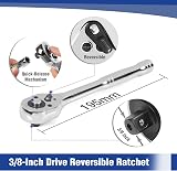 WORKPRO 39-Piece Drive Socket Set 1/4 and 3/8, CR-V Metric Imperial Sockets view 4