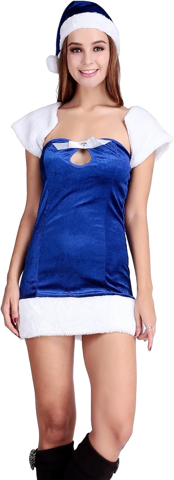 Papaya Wear Blue Elf Mrs Santa Claus Costume Christmas