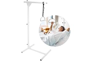 POPMOON Bed Trapeze Bar,Heavy Duty Steel,Trapeze Bar for Bed Mobility,Load Capacity 330 LBS,Free Standing Trapeze Bar Adjustable Height,Suitable for Hospital, Bedroom Bed Mobile Pull Up Aid