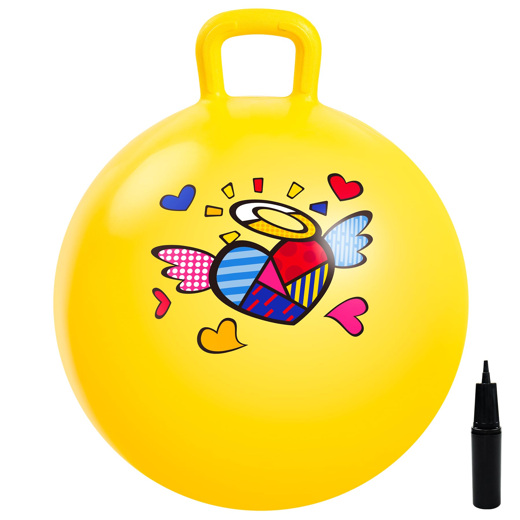 U&C Planet Space Hopper 15-18 Inches Hopper Ball with Pump for Kids Age 2-8 Summer Garden Games Inflatable Space Hoppers Jump Ball Indoor and Outdoor (Yellow, 18 Inch)