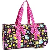 Sazy Bee Designs Quilted Owl & Floral Print Cotton Duffel with Removable Bow