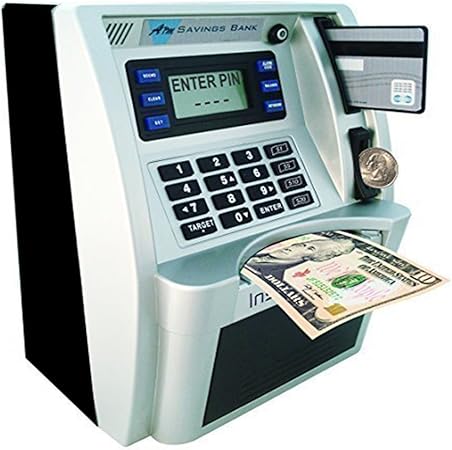 goodsfederation electronic atm savings bank digital piggy money bank machine electronic cash box with debit card password login voice prompt coin