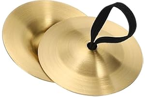 Begino 1 Pair Finger Cymbals, Mini Belly Dancing Finger with Zills Brass Hand Cymbals, Single Hand Finger Musical Instrument for Dancer Party (Golden Tone)