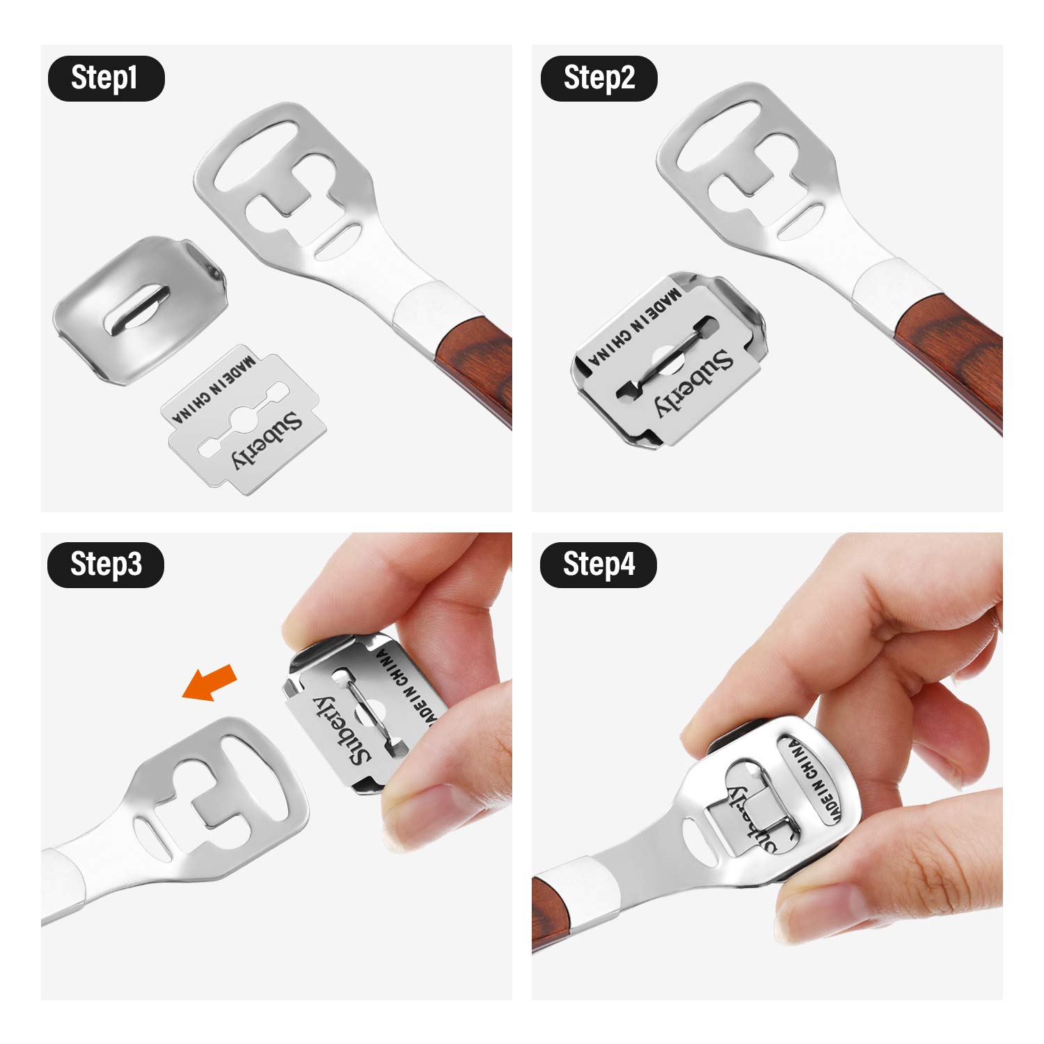 24 Pieces in Total, 2 Callus Shaver Sets Include 20 Replacement Slices 2 Callus Shavers and 2 Foot File Heads Foot Care Tools Hard Skin Remover for Hand Feet (Wooden Handle) : Beauty