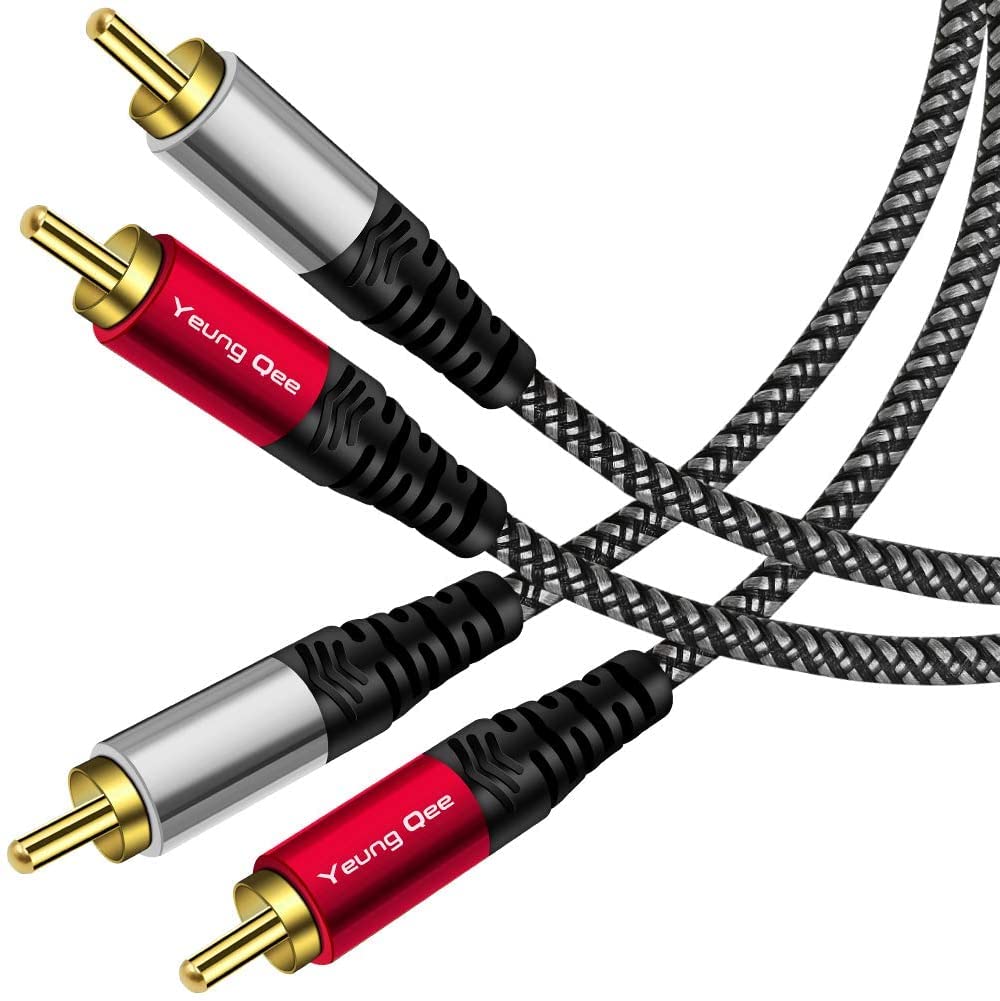 Yeung Qee 2 RCA Audio Cable 0.5M, 2RCA Male to 2RCA Male Audio Stereo Subwoofer Cable Nylon-Braided Auxiliary Audio Cord for Home Theater, HDTV, Amplifiers, Hi-Fi Systems,Speakers (50CM)