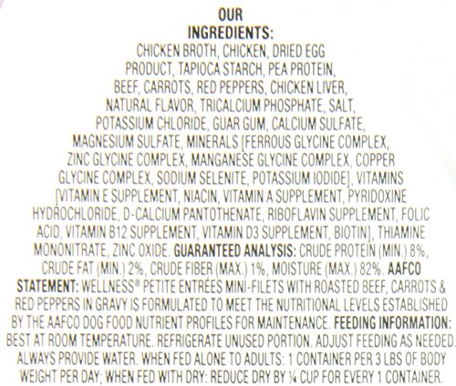 WELLNESS PETITE ENTREES MINI FILLETS GRAIN FREE ROASTED BEEF NATURAL WET DOG FOOD, 3-OUNCE CUP