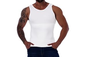 Gleefeat Mens Shapewear Slimming Body Shaper Compression Shirt Tummy Control Undershirt Abdomen Gynecomastia Tank Top Vest