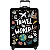 THISFIND Luggage Cover Washable Suitcase Cover Protector Fit 20-34 Inch Luggage Durable Travel Bag Cover with Zipper Closure (plane, L(28-30inch suitcase))