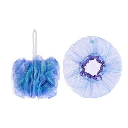 MINISO Bath Shower Loofa Sponge Pouf Mesh Brush Shower Ball Exfoliating Bath Sponge, Purple