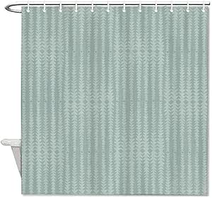 VinMea Cortina de baño de tela Athina azul marino patrón helecho