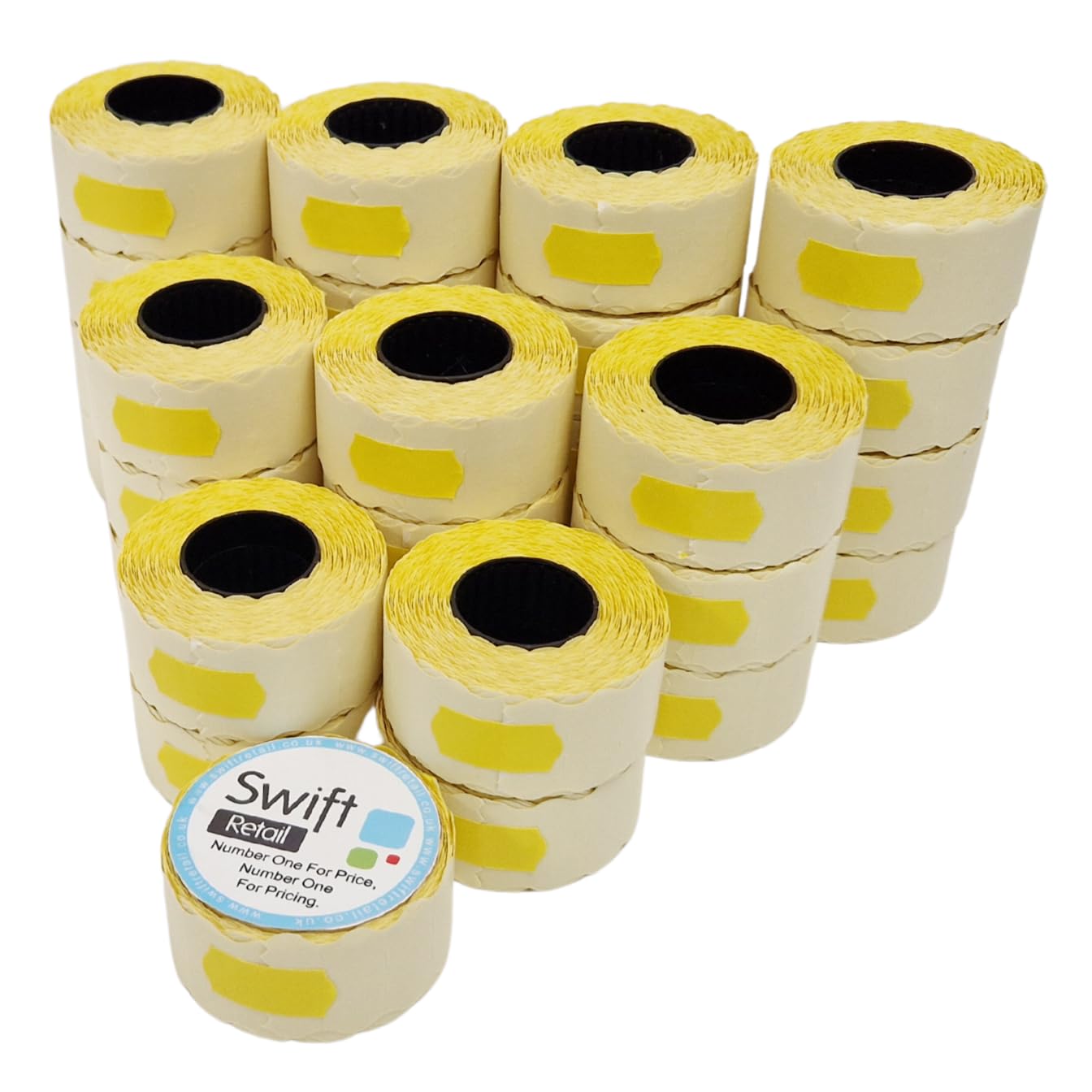 Swift 26 x 12 mm Price Gun Labels Yellow 30 Rolls 30,000 Stickers CT4 Wavy Edge Pricemarking Tags Fits Many Pricing Labellers