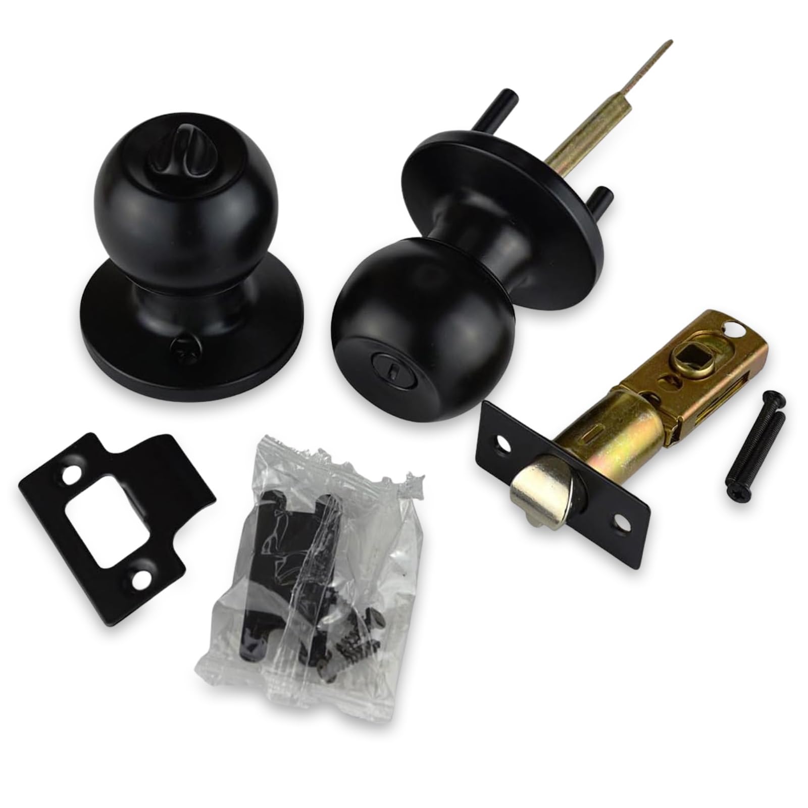 HANDLESTORE® Locking Door Knobs - Entrance, Privacy or Passage with Keys or Thumb Locking - Matt Black (Privacy Knob)