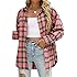 CHYRII Womens Button Down Flannel Shirts Long Sleeve Plaid Shackets Business Casual Blouse Top