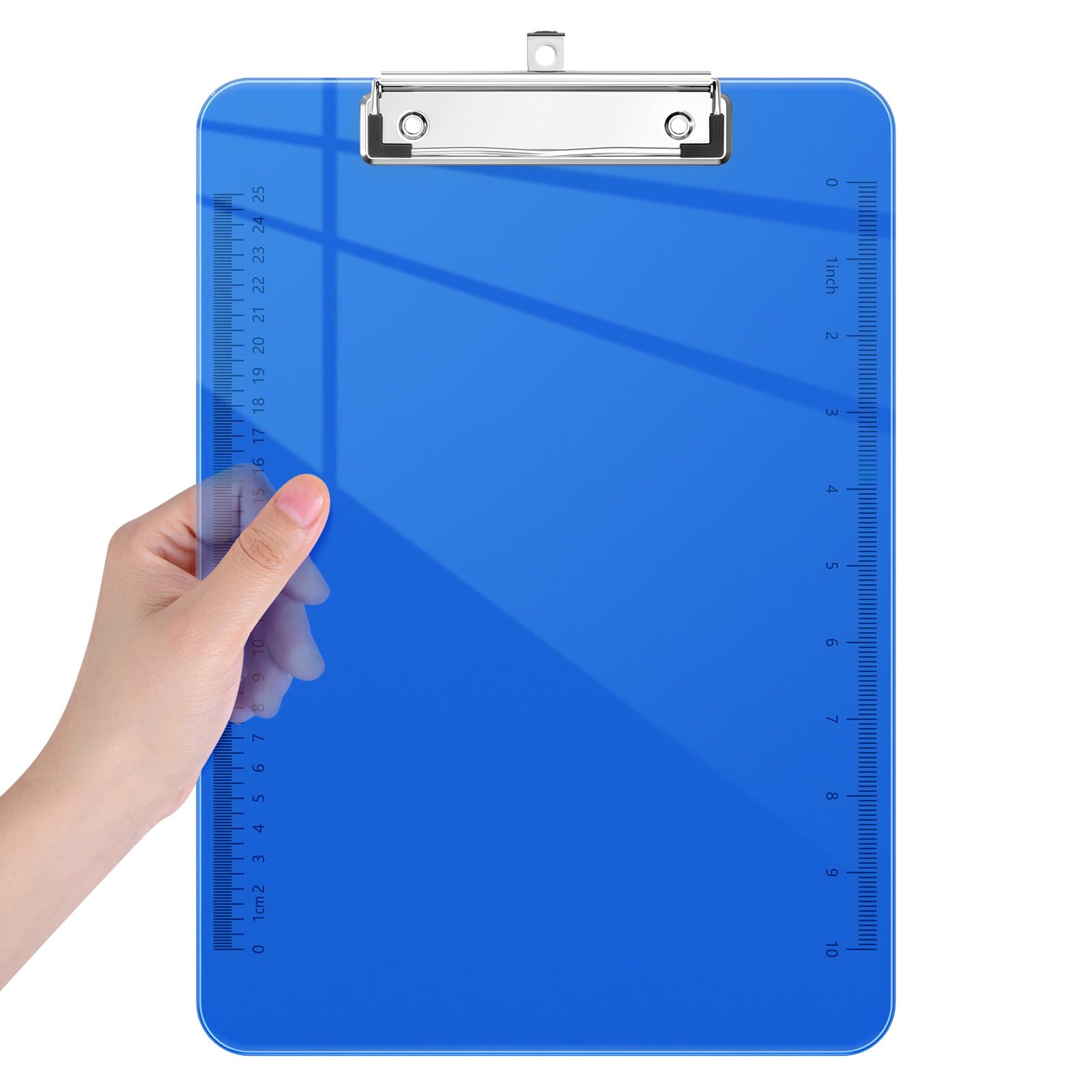 Piasoenc Plastic Clipboards, Translucent Clip Board with Low Profile, Office Supply, School Supplies, Letter Size 12.5 x 9 Inches,Blue