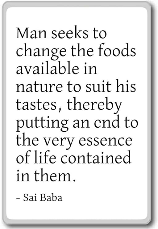 Imán para nevera con citas de Sai Baba con texto en inglés