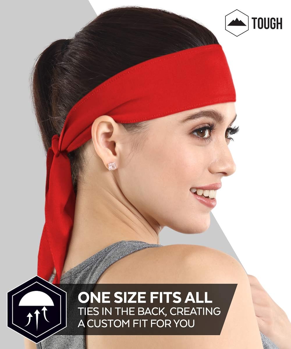Head Tie & Sports Headband - Ninja Bandana & Karate Tie Back Hair Band/Wrap for Men, Women, Kids & Pirates - Athletic Sweatband for Tennis, Basketball, Softball, Running, Workout - Sweat Wicking: Clothing