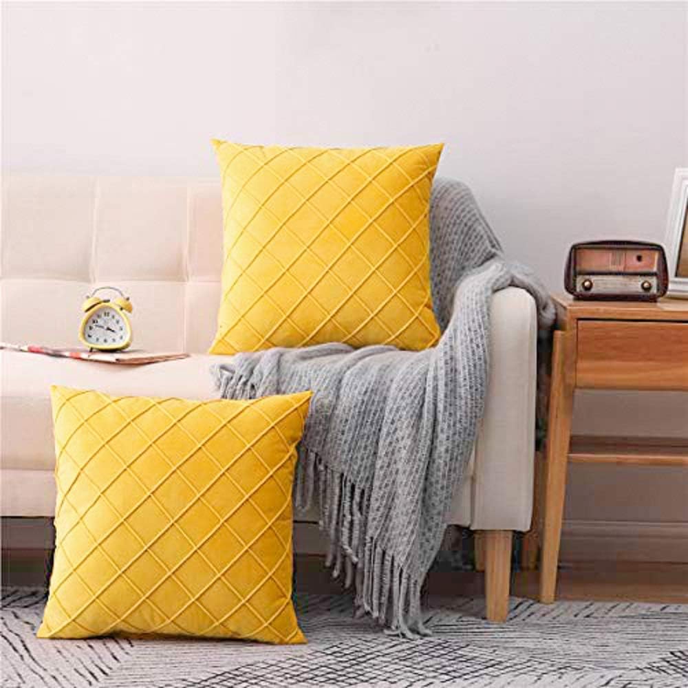 BEBEN Pack of 2 Velet Throw Pillows Sofa Decorative Throw Pillow Covers 18x18 Soft Solid Cushion Case for Bedroom Car Outdoors: Home & Kitchen