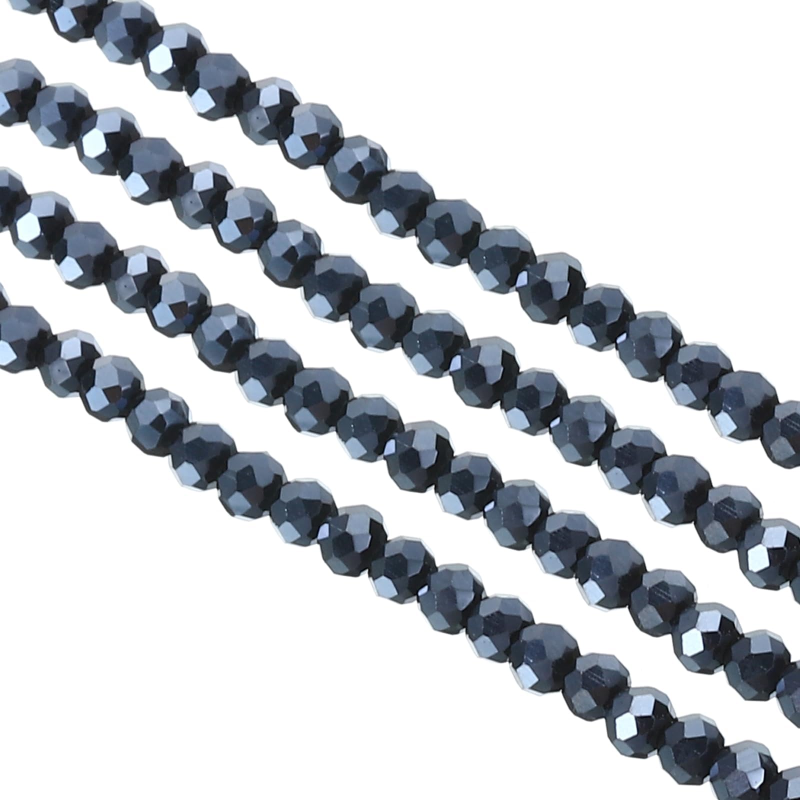 PATIKIL 4 mm Briolette Rondelle Glass Beads, 550Pcs/5Strands Small Round Faceted Crystal Bead for Jewelry Making Earrings Bracelets Necklaces Rings DIY, Black — image 1