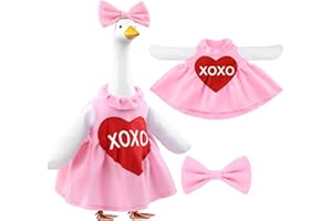 Teeanzo Valentine's Day Goose Outfit for 23" Porch Goose Holiday Pink Red Heart Cloths Costume Valentines Party Outdoor Garden Patio Yard Lawn Art Decoration