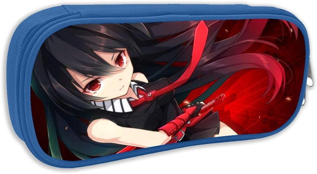 Unisex Adult Big Capacity Zipper Pencil Pen Case, Akame Ga Kill Night Raid Akame Japanese Anime Makeup Cases Desk Organizer Cool Students Stationery Pouch for Office