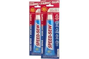 Speed-Sew No-Sew Fabric Glue Adhesive for Clothing, Upholstery & Craft Repairs – Fast-Drying, Flexible Fabric Mender for Deni