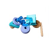 Adena Montessori Wooden Stringing Beads Set, Blue, 1-3y | Safe wood, 25+ beads with string. Lacing builds fine motor, hand-eye &amp; patience. Montessori learning. Gift 1-3y.