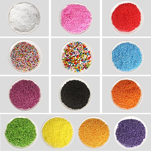 Aprince Foam Beads Slime Foam Balls, 13 Pack Colorful 0.1-0.35 Inch Arts Crafts Styrofoam Beads (50000 pcs) for Wedding Party Decorations, Bonus Fruit Slices + Mixed Sequins + 5 Slime Tools - Thumbnail 7