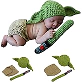 SPOKKI 3 PCS Newborn Photography Prop Baby Hat Knit Handmade Cover Diaper Costume for Infant Boy Girl Princess Twins (0-6 month)