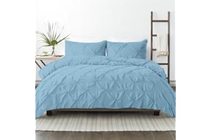 Kotton Culture 600 Thread Count Pinch Pleated Duvet Cover - 100% Egyptian Cotton Comforter Cover with Zipper Closure & Corner Ties | Plush Pintuck Bedding (Twin/TwinXL, Sky Blue)