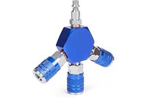 Milosline Connect Fittings Air Splitter, 1/4 Inch NPT 3-Way Air Manifold With 3 Pieces Industrial Quick 1/4NPT Couplers And Plug, Hex Style Air Compressor Hose Accessories Quick Connect Fittings