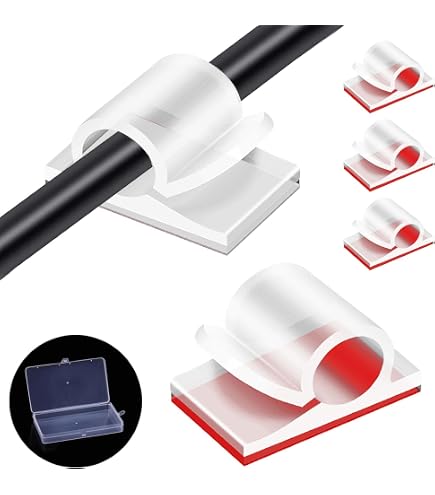 Cable Management Clips, 20 Pcs Self-Adhesive Cable Clips, Computer Wire Organizer, Cable Wire Clips Wire Management Under Desk Wire Clips Cord Holder for Organizing Desk Wall Home Office Wires (Black