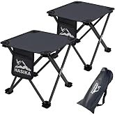 HASIKA 2-Pack Folding Camping Stool and Footrest | 400 lbs Capacity Collapsible Stool. 1.5 lbs Ultralight Outdoor Ottoman. 13" x 13" One-Step Fold Seat for Camping